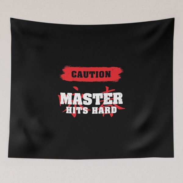 Aperçu de l'œuvre Wing Chun Caution Master frappe fort les arts martiaux Kung Fu créée et vendue par StrongShirts.