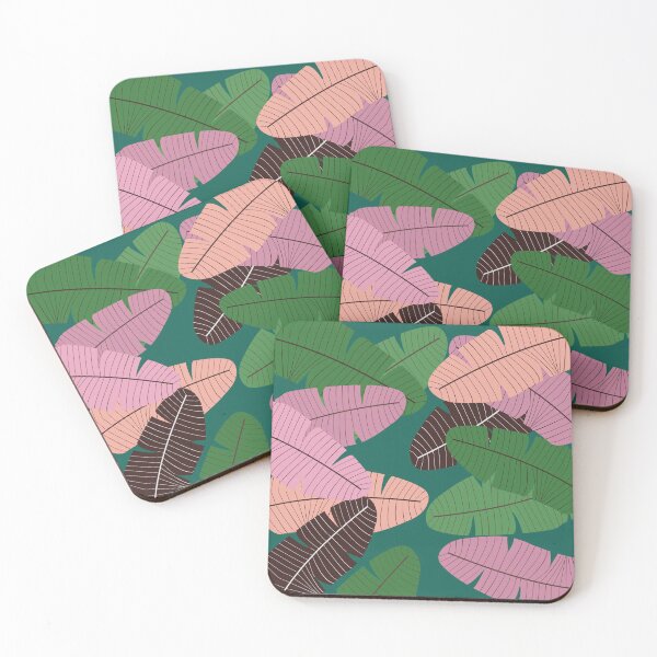 Item preview, Dark Green pink and  neutral leaf print designed and sold by DemonicGloom.