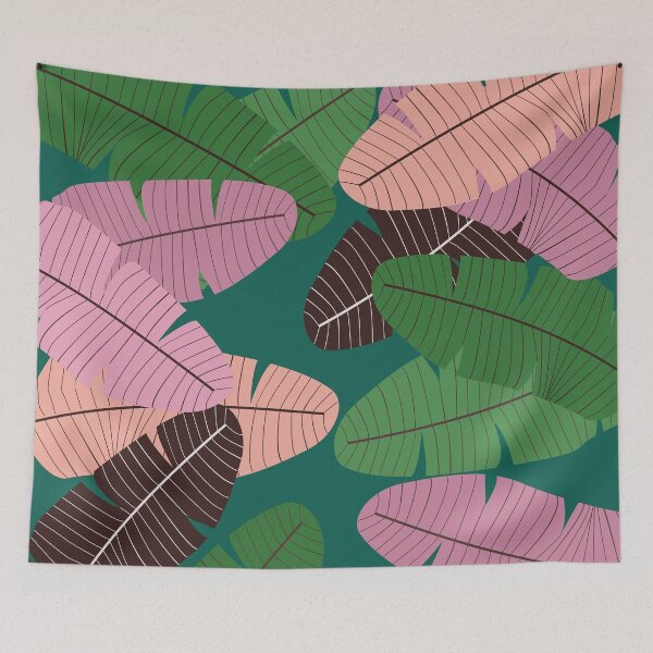 Item preview, Dark Green pink and  neutral leaf print designed and sold by DemonicGloom.