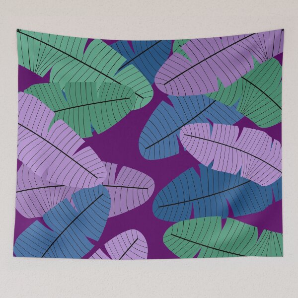 Item preview, Dark purple blue and green  neutral leaf print designed and sold by DemonicGloom.