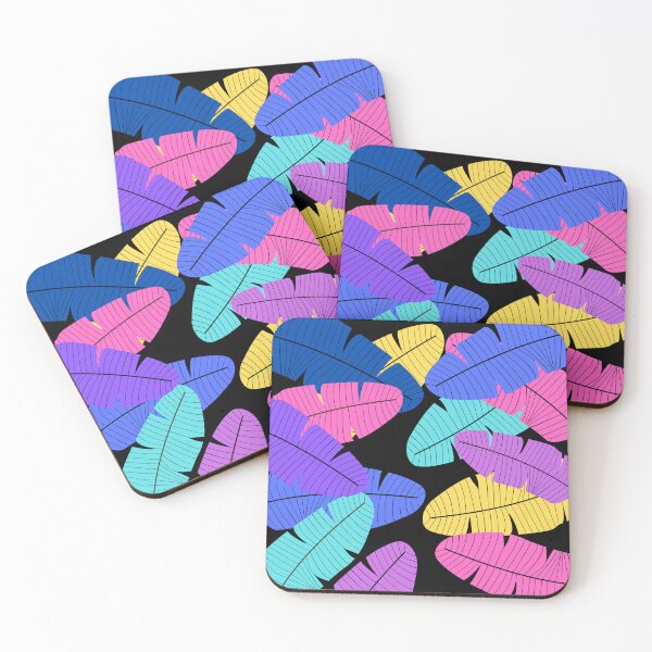 Item preview,  Black and multicolour tropical leaf print designed and sold by DemonicGloom.
