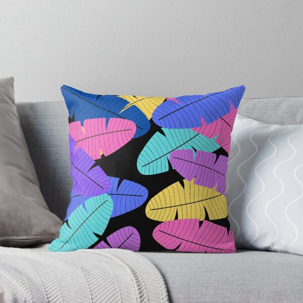 Item preview,  Black and multicolour tropical leaf print designed and sold by DemonicGloom.