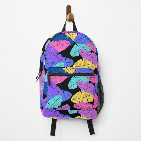 Item preview, Black and multicolour tropical leaf print designed and sold by DemonicGloom.