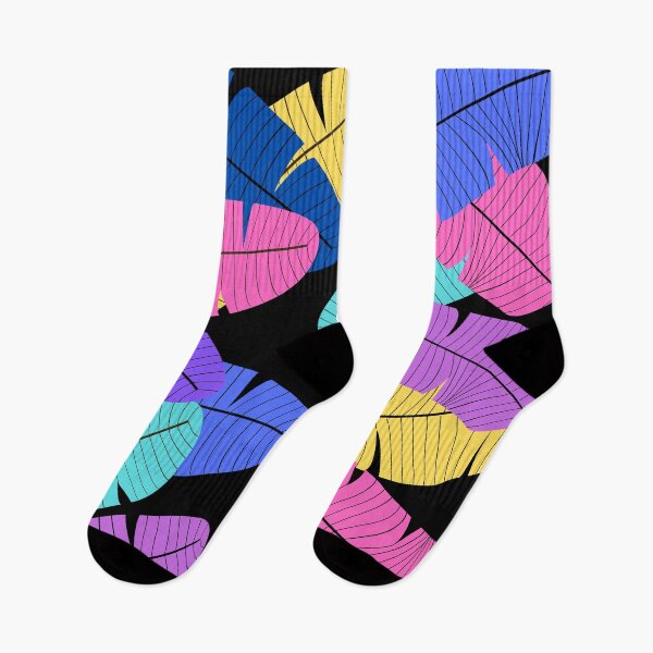 Item preview,  Black and multicolour tropical leaf print designed and sold by DemonicGloom.