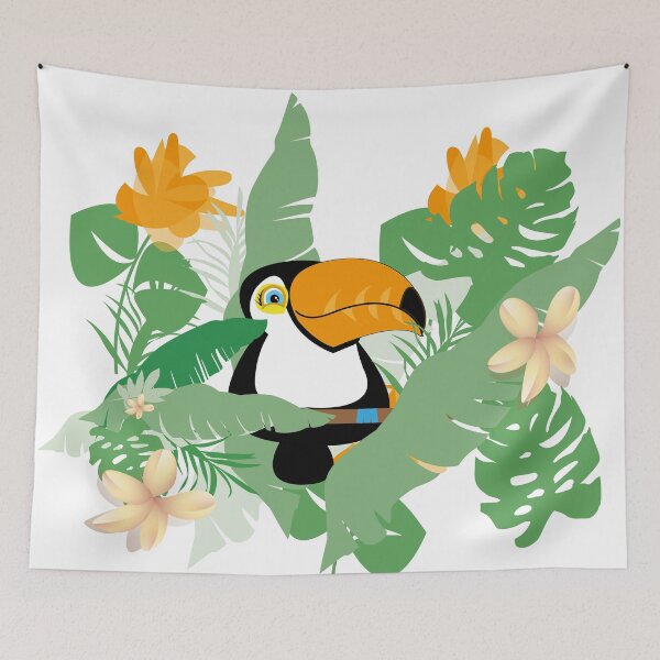 Item preview, Cute little toucan bird, sitting on a branche in the rainforest designed and sold by melissamaduka.