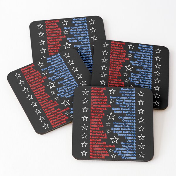 Item preview, Patriotic Fifty States Red White Blue Ampersand Stars List USA designed and sold by artfulnotebook.