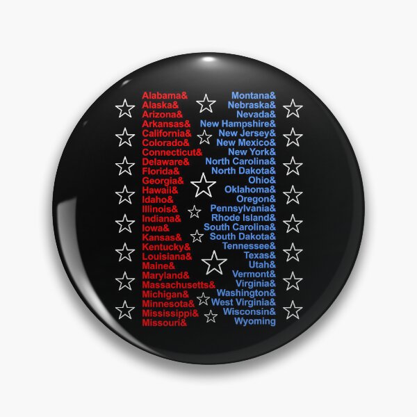 Item preview, Patriotic Fifty States Red White Blue Ampersand Stars List USA designed and sold by artfulnotebook.