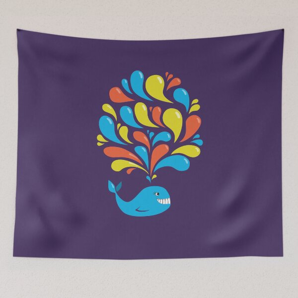 Item preview, Colorful Swirls and Happy Cartoon Whale designed and sold by Boriana Giormova.