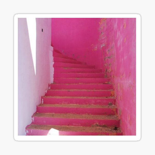 pink-and-white-aesthetic-stairs-sticker-for-sale-by-mesomachukwu