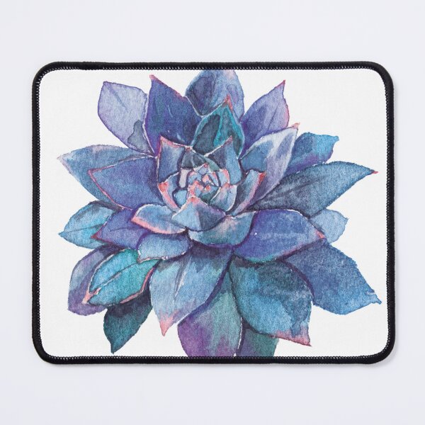 Artikelvorschau, Blaue und lila Aquarell-Sukkulente entworfen und verkauft von Silver-Lime.