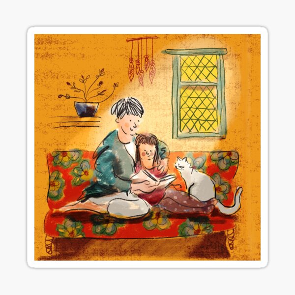 Grandma reading a story Sticker