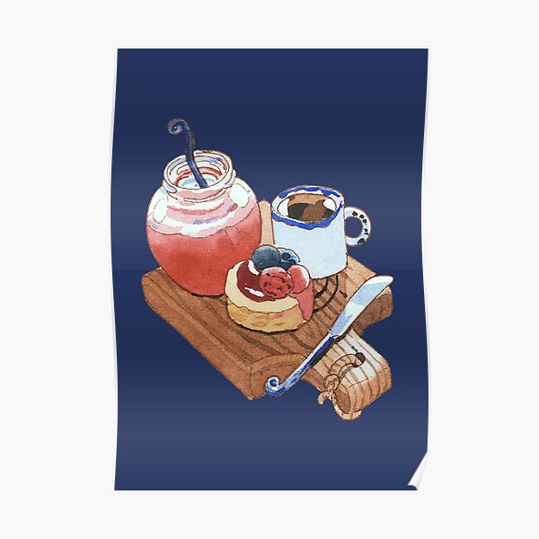Berries Crumpet, Jam and Coffee Poster