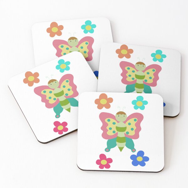 Item preview, Butterfly among flowers cartoon designed and sold by de-creartique.