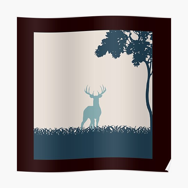 POSTER A4 ANIMAL SAUVAGE CERF DEER KING ROI FOREST STICKERS AUTOCOLLANT TRANSP 