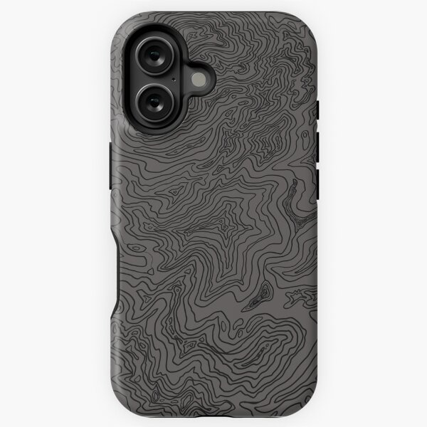 Topographic Map Doodle (Grey) iPhone Tough Case