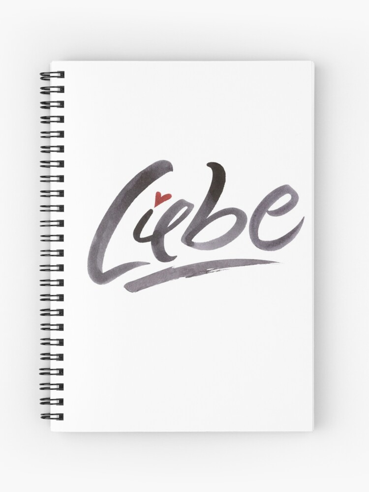 Aan boord Blaze grens Liebe Love Hertz Heart Schönschrift Schöne Schrift Calligraphy Lettering"  Spiral Notebook for Sale by 26-Characters | Redbubble