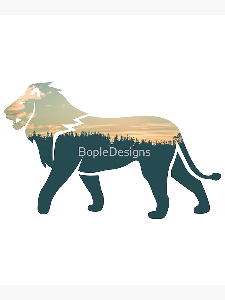"Forest Trees Under Calm Sky Lion | Colorful Lion" Poster for Sale by ...