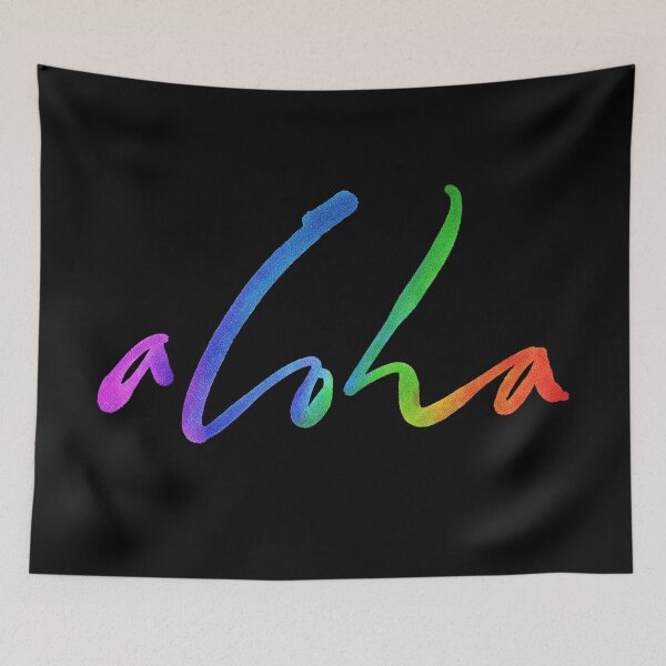 Aperçu de l'œuvre Aloha - Lettrage tropical à la main - Calligraphie des voiles et des vagues - Hawaii Hawai'i créée et vendue par 26-Characters.