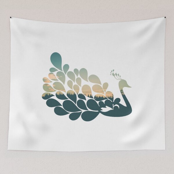 Item preview, Forest Trees Under Calm Sky Peacock | Cute Peacock designed and sold by BopleDesigns.