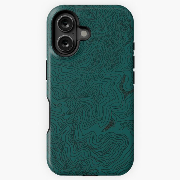 Topographic Map Doodle (Argillite Green) iPhone Tough Case