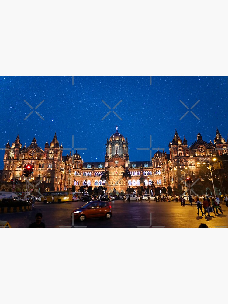 "Chhatrapati Shivaji Maharaj Terminus, Mumbai with stars in sky