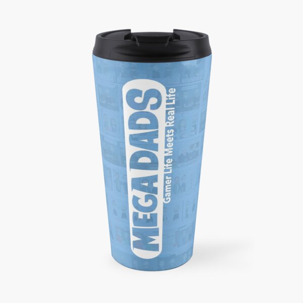 Mega Dads Logo on Blue Travel Mug