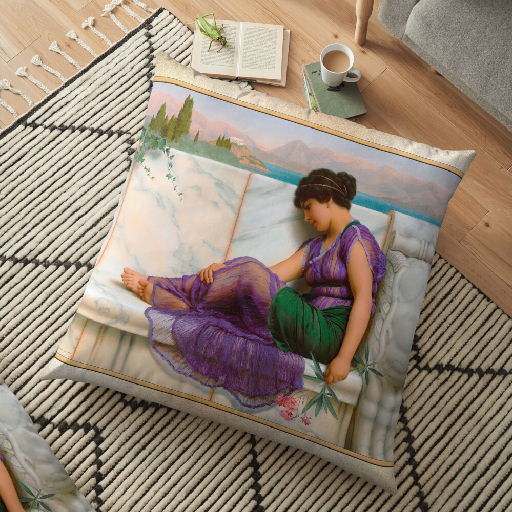 Summer Idleness; Day Dreams by John William Godward - A Relaxing Beauty 2 Summer Idleness; Day Dreams by John William Godward Remastered Xzendor7 Classical Art Old Masters Reproductions Floor Pillow