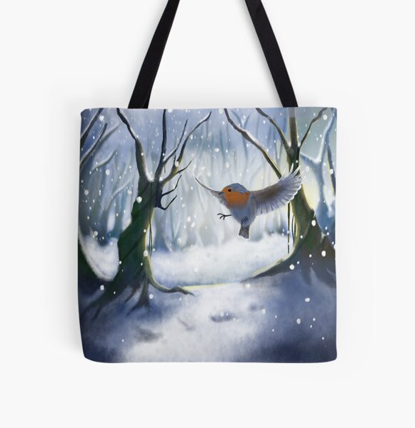 Robin Redbreast's first winter All Over Print Tote Bag