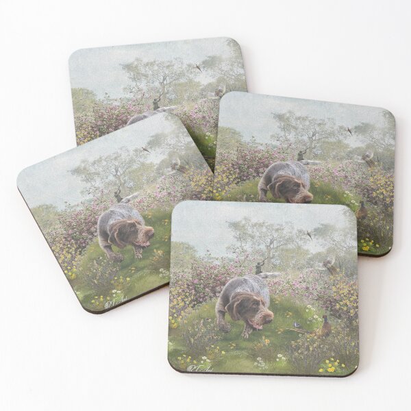 Item preview, Hunting  pheasants with the German Wirehaired Pointer designed and sold by TammyHunterArt.
