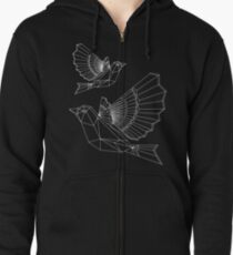 geometric flight Zipped Hoodie