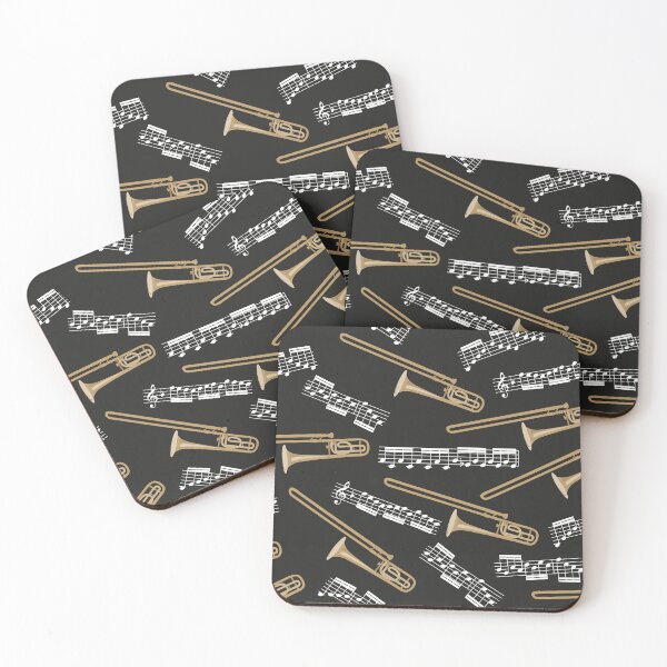 Item preview, trombones and music notes - black  designed and sold by kobyakov.