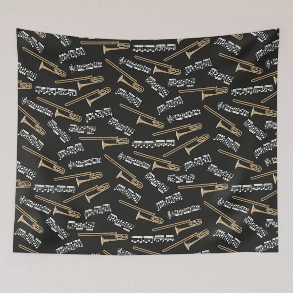 Item preview, trombones and music notes - black  designed and sold by kobyakov.