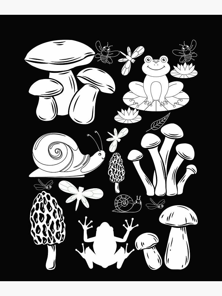 "Cottagecore Frogs Mushroom Snail Butterfly Nature Lover" Poster for