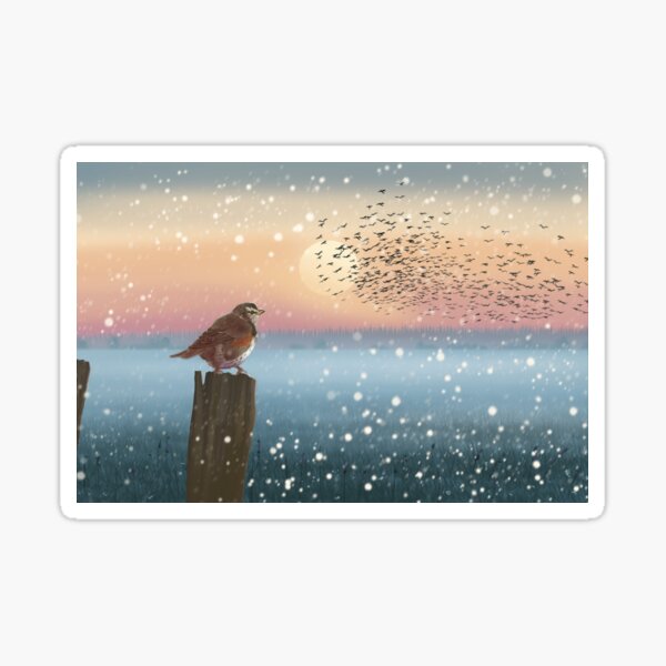 The Redwing's first snow of winter Sticker