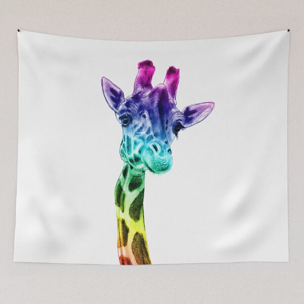 Item preview, Giraffe neck, front view - rainbow colorized version designed and sold by SylvieG18.