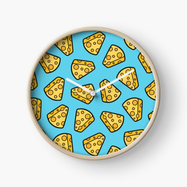 Cheese Pattern on Blue Clock