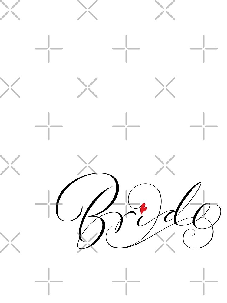 Thumbnail 4 of 4, Mini Skirt, Bride Lettering - Fancy Wedding Calligraphy Script with Red Heart designed and sold by 26-Characters.