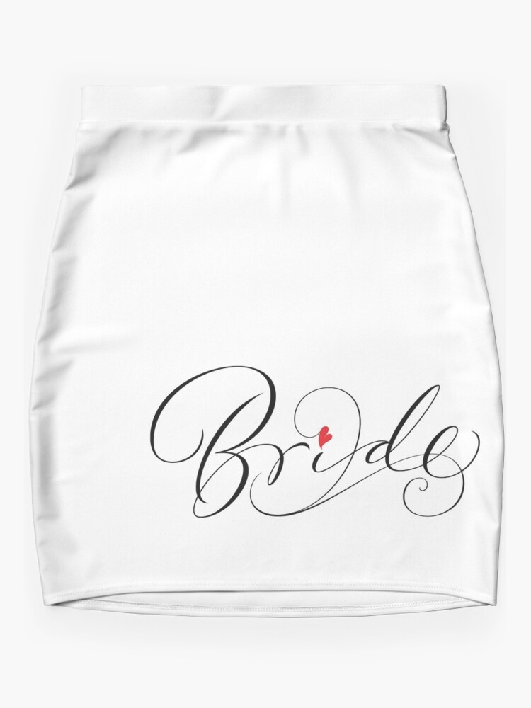 Thumbnail 3 of 4, Mini Skirt, Bride Lettering - Fancy Wedding Calligraphy Script with Red Heart designed and sold by 26-Characters.