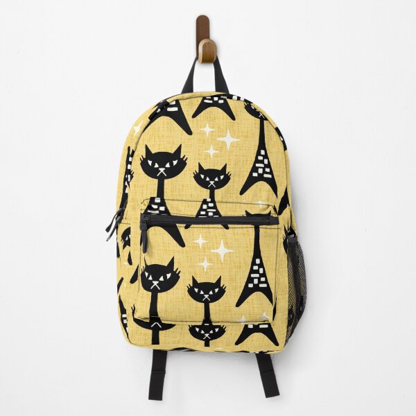 Item preview, Fun Mid Century Modern Cat Pattern 365 Black and Yellow designed and sold by tonymagnerart.