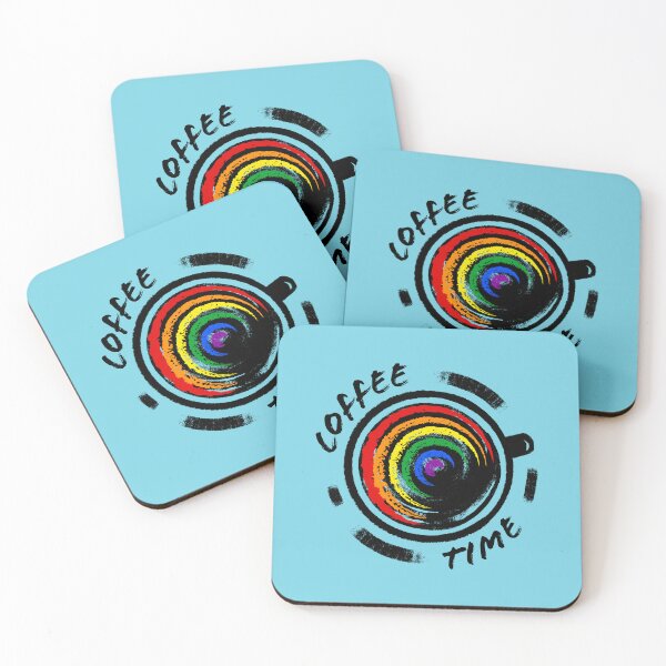 Item preview, Coffee With Rainbow Inside, coffee cup on blue, gift for coffee lovers designed and sold by Dotsby.