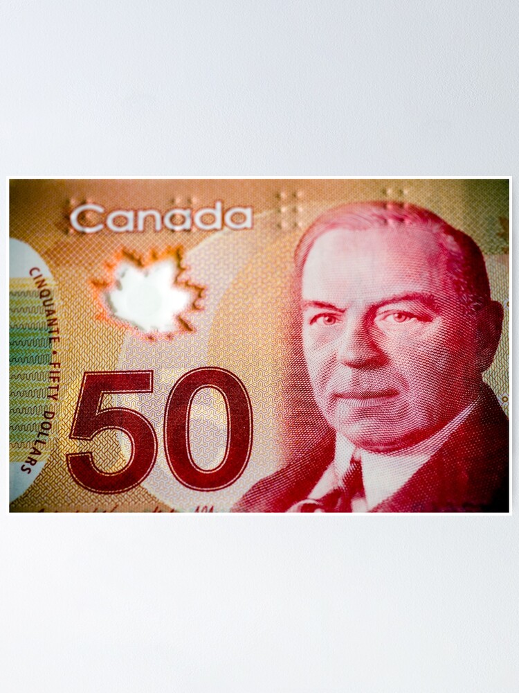 "Canadian 50 Dollar Bill Banknote Currency" Poster for Sale by