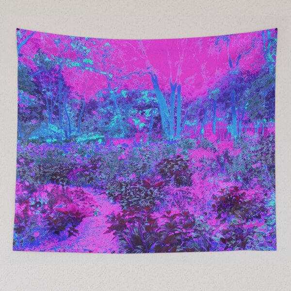 Item preview, Trippy Hot Pink and Blue Impressionistic Landscape designed and sold by myrubiogarden.