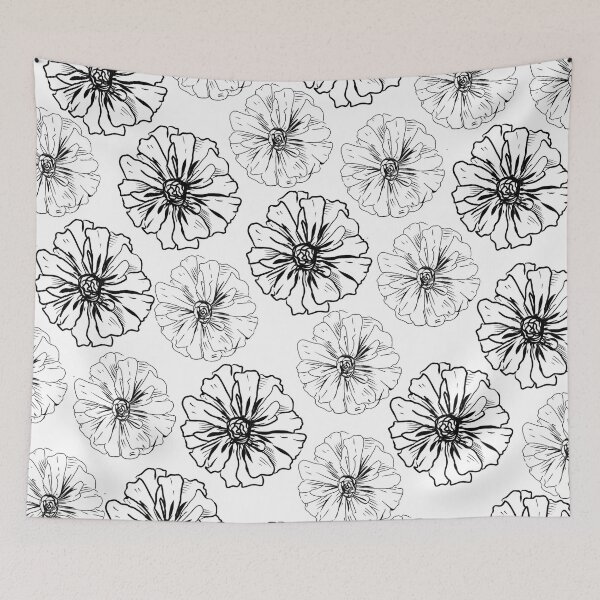 Item preview, Black and white ‘moss rose’ flowers  designed and sold by Elizabeth200401.