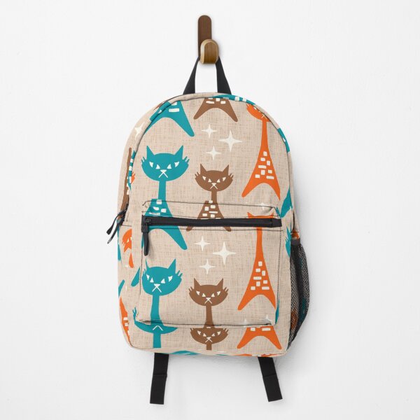 Item preview, Fun Mid Century Modern Cat Pattern 368 Brown Blue and Orange designed and sold by tonymagnerart.