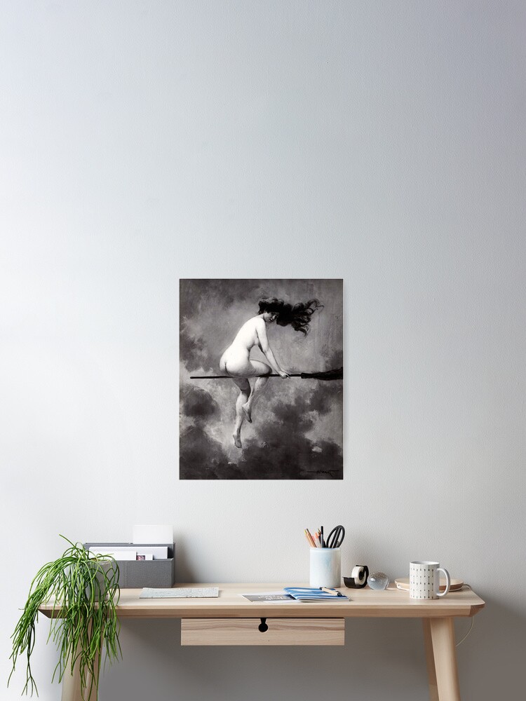 Witch On Broom  witch Albert Joseph Penot   Poster