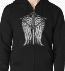 Angel Wings and Crossbow (Dirty) Zipped Hoodie