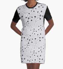 Baby's Breath Flower Pattern - White Graphic T-Shirt Dress