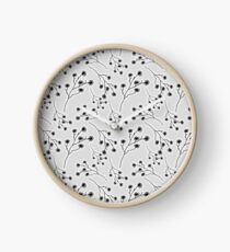 Baby's Breath Flower Pattern - White Clock