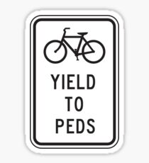 YIELD TO PEDS bicycle sign Sticker