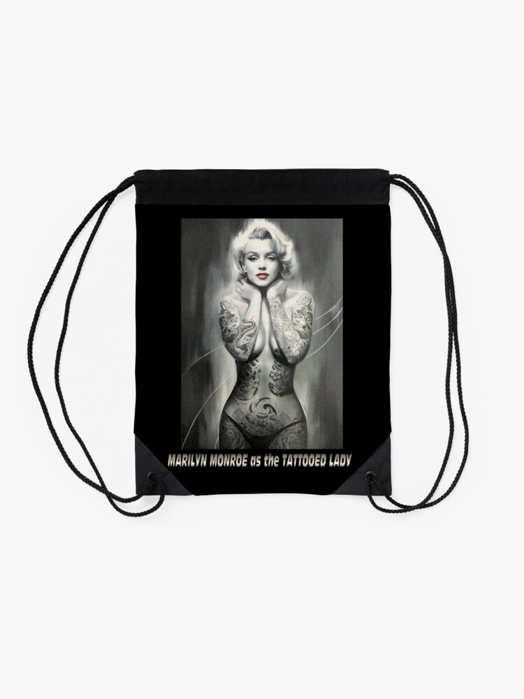 Alternate view of MARILYN MONROE: as The TATTOOED LADY Print Drawstring Bag
